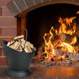 Almineez Vintage Style Large Fireside Waterloo Coal Bucket With Shovel & Brush in Black - thumbnail 6