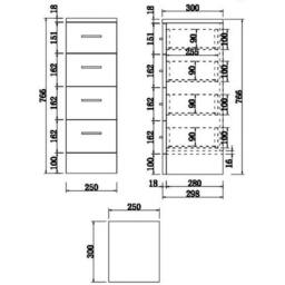 FLAVORA 250mm Drawer Unit Bathroom Vanity Toilet Storage Laundry Combination in Black - thumbnail 3