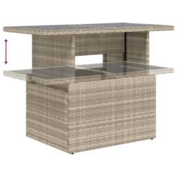 Berkfield Home Garden Table with Glass Top Light Grey 100x55x73 cm Poly Rattan - Size: 100 x 55 x 73 cm - thumbnail 8
