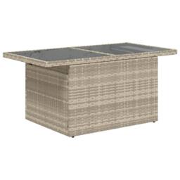 Berkfield Home Garden Table with Glass Top Light Grey 100x55x73 cm Poly Rattan - Size: 100 x 55 x 73 cm - thumbnail 7