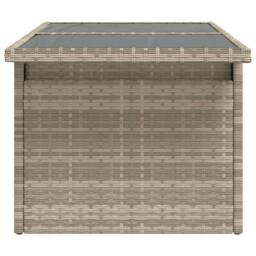 Berkfield Home Garden Table with Glass Top Light Grey 100x55x73 cm Poly Rattan - Size: 100 x 55 x 73 cm - thumbnail 6