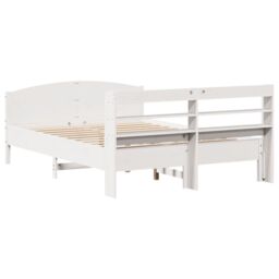 Berkfield Home Bed Frame without Mattress White 135x190 cm Double Solid Wood Pine - thumbnail 6