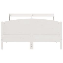 Berkfield Home Bed Frame without Mattress White 135x190 cm Double Solid Wood Pine - thumbnail 4