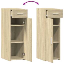 Berkfield Home Sideboard Sonoma Oak 30x42.5x93 cm Engineered Wood in Light Brown - thumbnail 7
