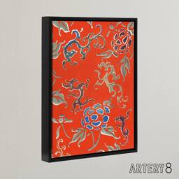 "Artery8 Bold Abstract Floral Pattern Framed Canvas Wall Art Print Shin Bijutsukai in Red - Size: W12"" x H16""" - thumbnail 2