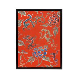 "Artery8 Bold Abstract Floral Pattern Framed Canvas Wall Art Print Shin Bijutsukai in Red - Size: W12"" x H16""" - thumbnail 1