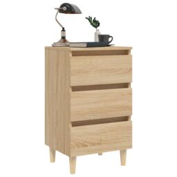 Berkfield Home Bed Cabinet with Solid Wood Legs Sonoma Oak 40x35x69 cm in Brown - Size: 40 x 35 x 69 cm - thumbnail 4
