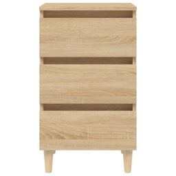 Berkfield Home Bed Cabinet with Solid Wood Legs Sonoma Oak 40x35x69 cm in Brown - Size: 40 x 35 x 69 cm - thumbnail 5