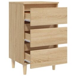 Berkfield Home Bed Cabinet with Solid Wood Legs Sonoma Oak 40x35x69 cm in Brown - Size: 40 x 35 x 69 cm - thumbnail 6