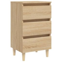 Berkfield Home Bed Cabinet with Solid Wood Legs Sonoma Oak 40x35x69 cm in Brown - Size: 40 x 35 x 69 cm - thumbnail 2