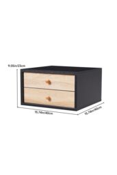 H&O Direct Floating Bedroom Nightstand with Two Drawers in Black - thumbnail 6