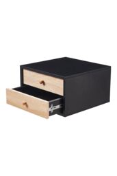H&O Direct Floating Bedroom Nightstand with Two Drawers in Black - thumbnail 2