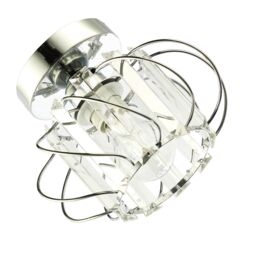 Happy Homewares Modern Polished Metal Ceiling Light Fitting with Clear Crystal Glass Rods in Silver - thumbnail 5