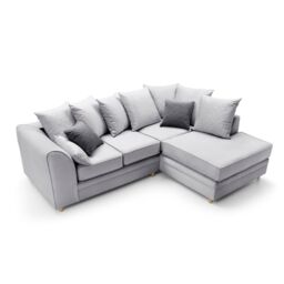 Abakus Direct Chicago Spill-Proof Velvet Right Hand Facing Corner Sofa in Light Grey - thumbnail 4