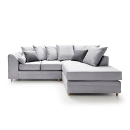 Abakus Direct Chicago Spill-Proof Velvet Right Hand Facing Corner Sofa in Light Grey - thumbnail 2