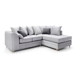 Abakus Direct Chicago Spill-Proof Velvet Right Hand Facing Corner Sofa in Light Grey - thumbnail 3