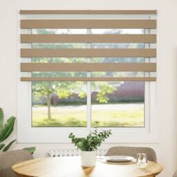 Berkfield Home Zebra Blind Sand Brown 145x150 cm Fabric Width 140.9 cm Polyester in Tan - thumbnail 2