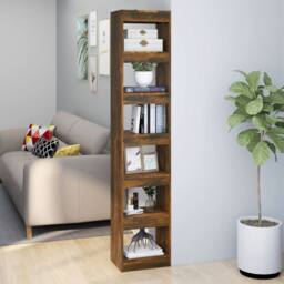 Berkfield Home Book Cabinet/Room Divider Smoked Oak 40x30x198 cm in Brown - Size: 40 x 30 x 198 cm - thumbnail 2