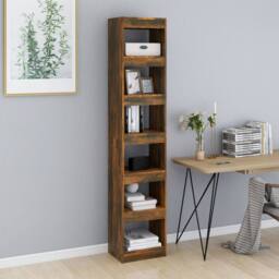 Berkfield Home Book Cabinet/Room Divider Smoked Oak 40x30x198 cm in Brown - Size: 40 x 30 x 198 cm - thumbnail 3
