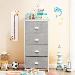 Costway 4-Drawer Fabric Dresser Metal Frame Chest of Drawers Nightstand - thumbnail 3