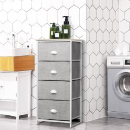 Costway 4-Drawer Fabric Dresser Metal Frame Chest of Drawers Nightstand - thumbnail 4