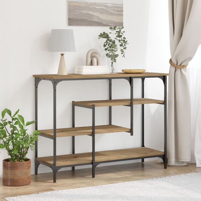 Berkfield Home Console Table Artisan Oak 100x35x75 cm Engineered Wood & Steel in Brown - Size: 100 x 35 x 75 cm - image 1