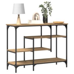 Berkfield Home Console Table Artisan Oak 100x35x75 cm Engineered Wood & Steel in Brown - Size: 100 x 35 x 75 cm - thumbnail 3