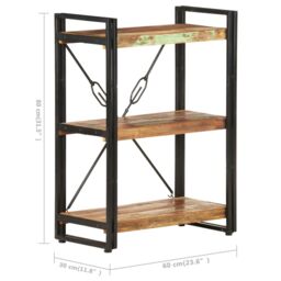 Berkfield Home 3-Tier Bookcase 60x30x80 cm Solid Reclaimed Wood - Size: 60 x 30 x 80 cm - thumbnail 5