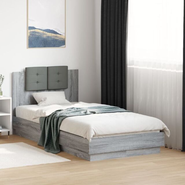 Berkfield Home Bed Frame without Mattress Grey Sonoma 75x190 cm Small Single - image 1