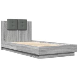 Berkfield Home Bed Frame without Mattress Grey Sonoma 75x190 cm Small Single - thumbnail 3