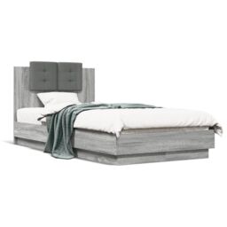 Berkfield Home Bed Frame without Mattress Grey Sonoma 75x190 cm Small Single - thumbnail 2