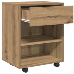Berkfield Home Rolling Cabinet Artisan Oak 46x36x59 cm Engineered Wood in Brown - Size: 46 x 36 x 59 cm - thumbnail 8