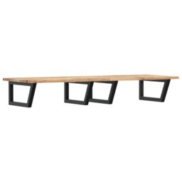 Berkfield Home Basin Shelf Wall Mounted Steel & Solid Wood Acacia in Brown - thumbnail 2