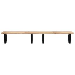 Berkfield Home Basin Shelf Wall Mounted Steel & Solid Wood Acacia in Brown - thumbnail 4