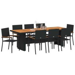 Berkfield Home Modern 9 Piece Garden Dining Set Black Poly Rattan - thumbnail 1