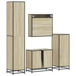 Berkfield Home 4¬†Piece Bathroom Furniture Set¬†Sonoma Oak Engineered Wood in Light Beige - thumbnail 8