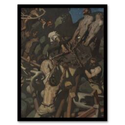 Artery8 Akseli Kallela Theft of the Sampo Painting Detail Framed Art Print in Brown - Size: A4 - thumbnail 1