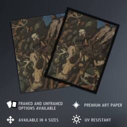 Artery8 Akseli Kallela Theft of the Sampo Painting Detail Framed Art Print in Brown - Size: A4 - thumbnail 2