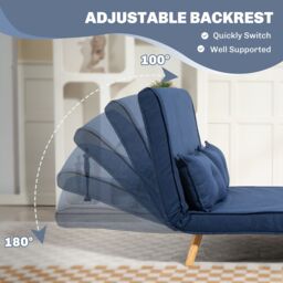 HOMCOM Click Clack Sofa Bed, 2 Seater Bed Settee for Living Room in Dark Blue - thumbnail 5