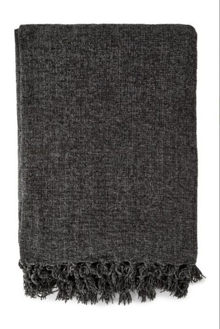 New Edge Blinds Camilla Collection Chenille Throw in Dark Grey - Size: 150 cm × 200 cm - image 1