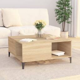 Berkfield Home Coffee Table Sonoma Oak 80x80x36.5 cm Engineered Wood in Light Oak - thumbnail 3