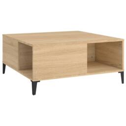 Berkfield Home Coffee Table Sonoma Oak 80x80x36.5 cm Engineered Wood in Light Oak - thumbnail 1