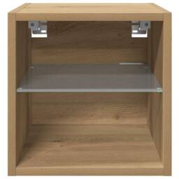 Berkfield Home TV Wall Cabinets with LED Lights 2 pcs Artisan Oak 30x28.5x30 cm in Brown - thumbnail 7