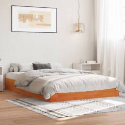 Berkfield Home Beautiful Bed Frame without Mattress Wax Brown 120x200 cm Solid W - Size: Small Double - thumbnail 2