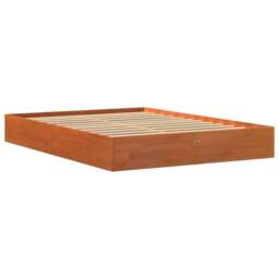 Berkfield Home Beautiful Bed Frame without Mattress Wax Brown 120x200 cm Solid W - Size: Small Double - thumbnail 1