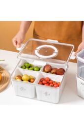H&O Direct Fridge Storage Container with Four Compartments in White - thumbnail 1