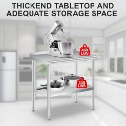 VOGREX 30 x 24 in Stainless Steel Table for Prep in Silver - thumbnail 5