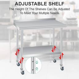 VOGREX 30 x 24 in Stainless Steel Table for Prep in Silver - thumbnail 6
