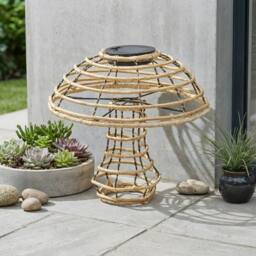 Garden Greatness Lunaria Rattan Solar Mushroom Light - Size: 1 Pack - thumbnail 2