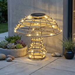 Garden Greatness Lunaria Rattan Solar Mushroom Light - Size: 1 Pack
